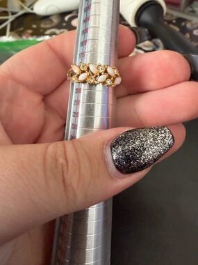 Gold Tone Floral Cluster Rings with Cream Stones